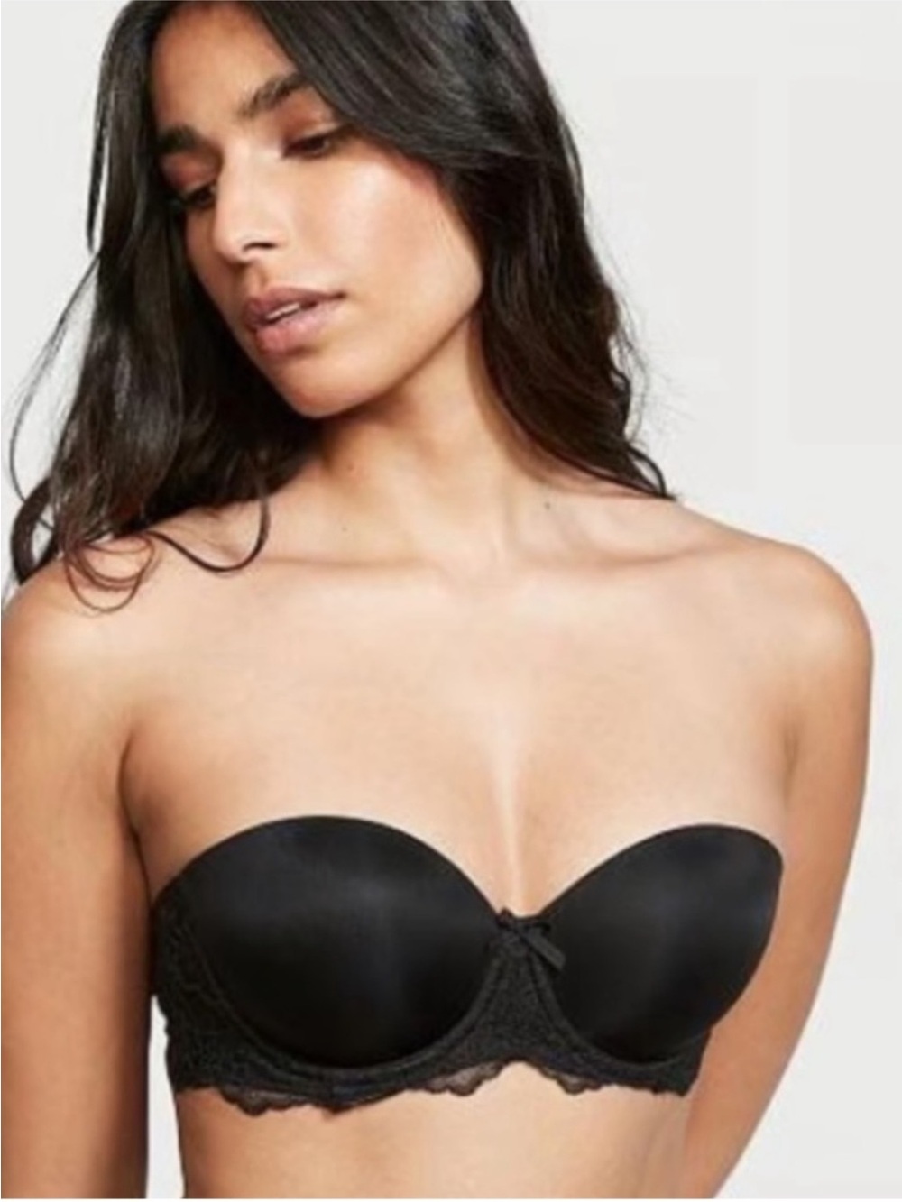 Victoria’s Secret Dream Angels Black Strapless Bra Lace Wings 32DDD